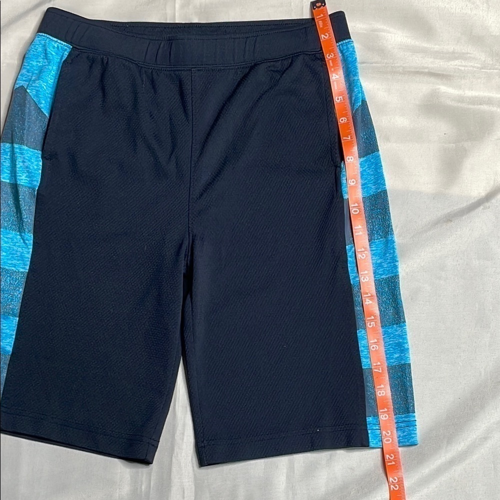 Black and Blue Striped Athletic Shorts - Picture 3 of 6